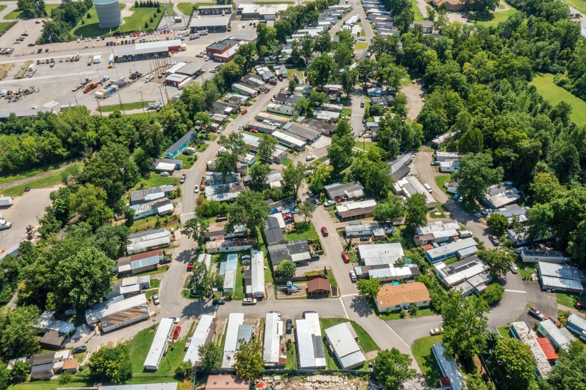 Pecan Circle Affordable Manufactured Housing Community Drone Image